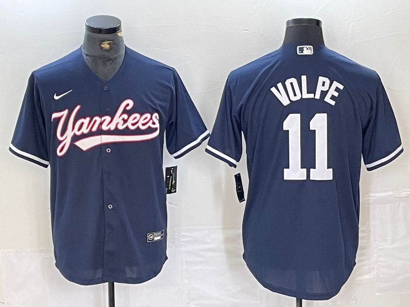 Men New York Yankees 11 Volpe Dark blue Second generation joint name Nike 2024 MLB Jersey style 1